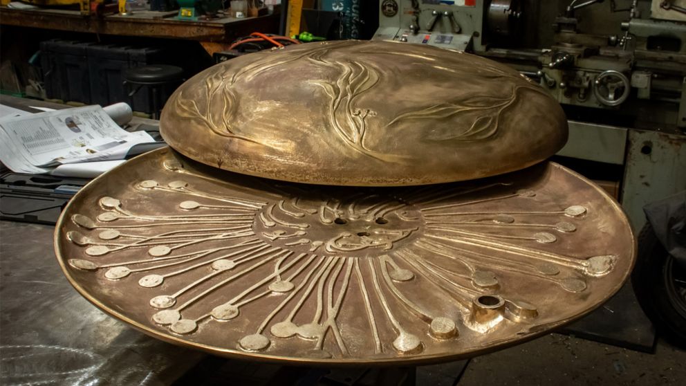 Bronze smoking ceremony dish and gathering area, co-designed with Wurundjeri Woi-wurrung Elder Aunty Joy Murphy Wandin.