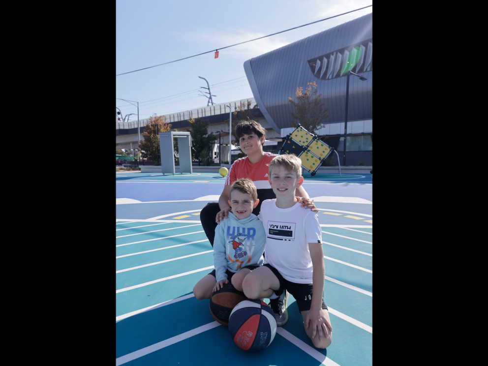 Kids smiling for the camera in Claytons new open space.