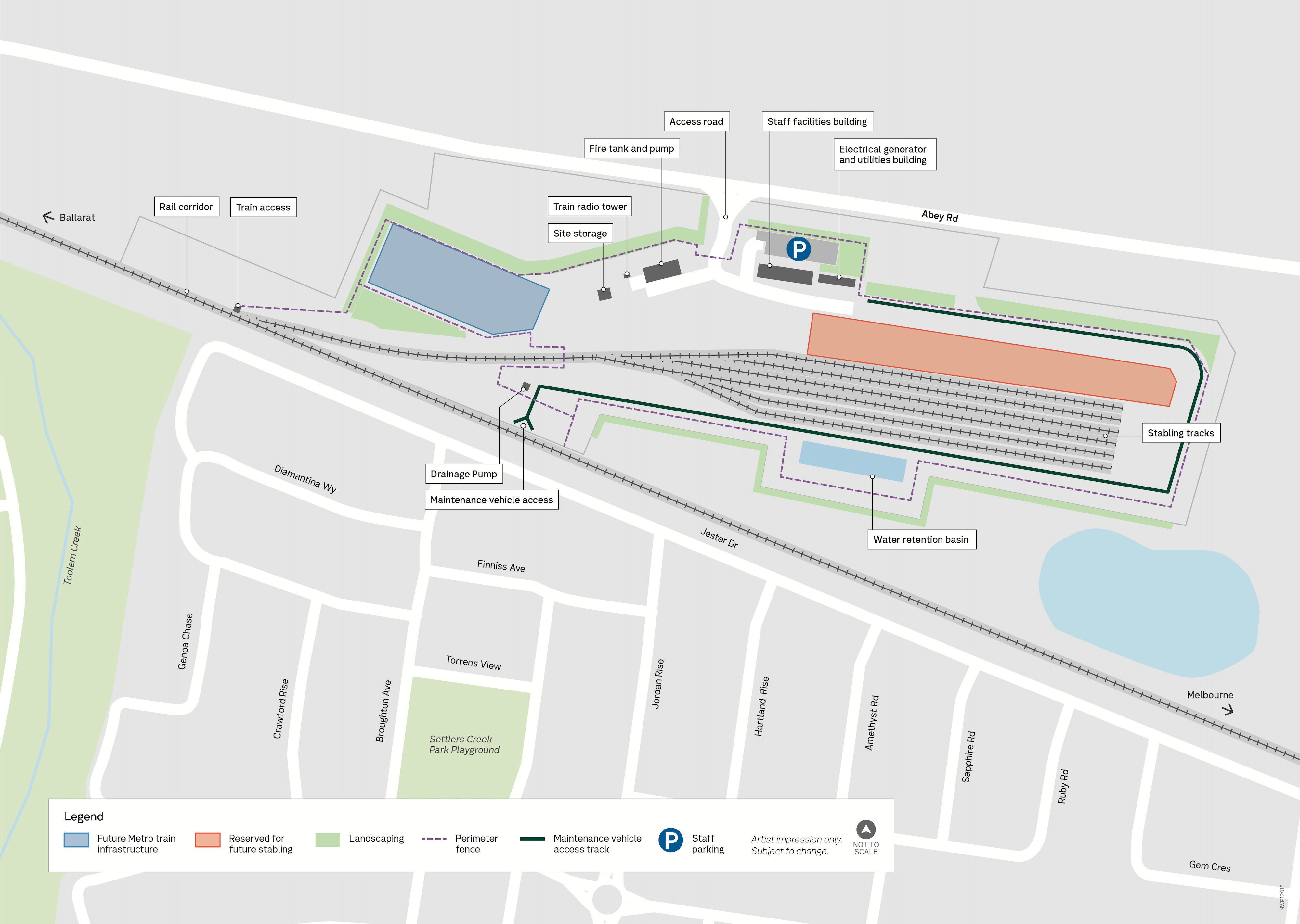 Map showing layout of the new stabling yard