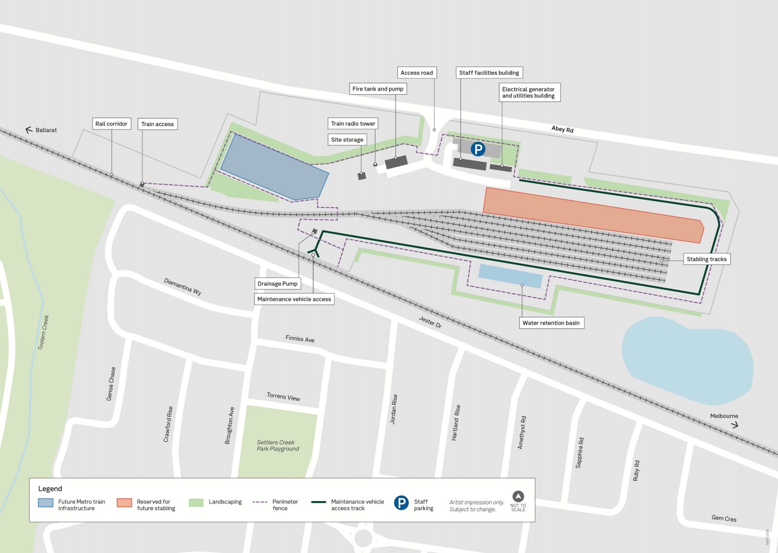 Map showing layout of the new stabling yard
