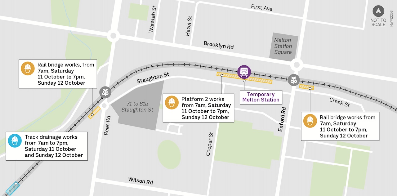 Map showing location of works within the rail corridor in October