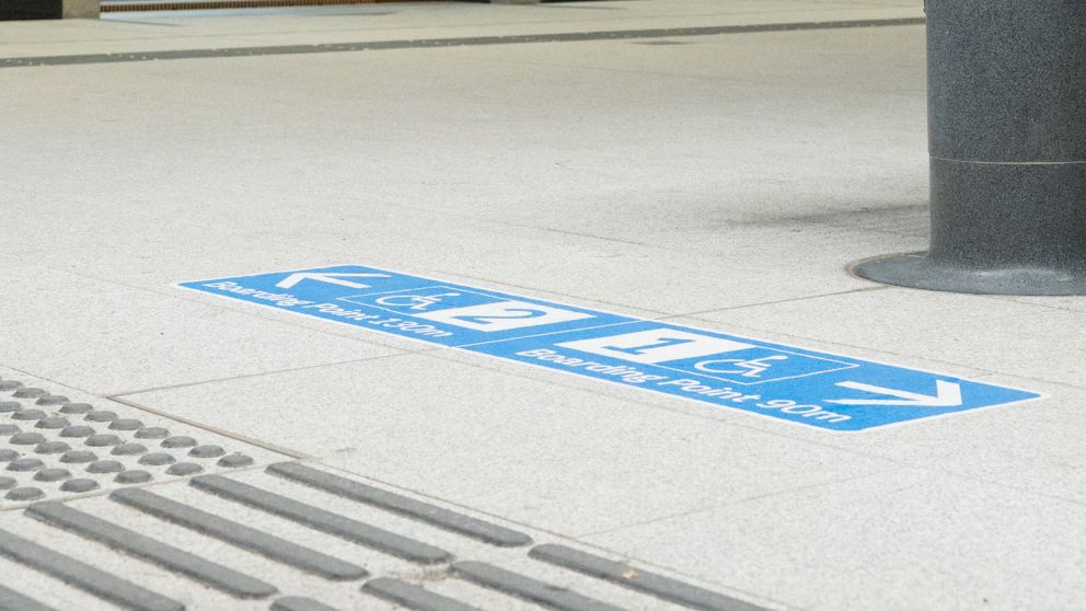 Look for the accessible symbol on train platforms. This shows you the best place to board the train.