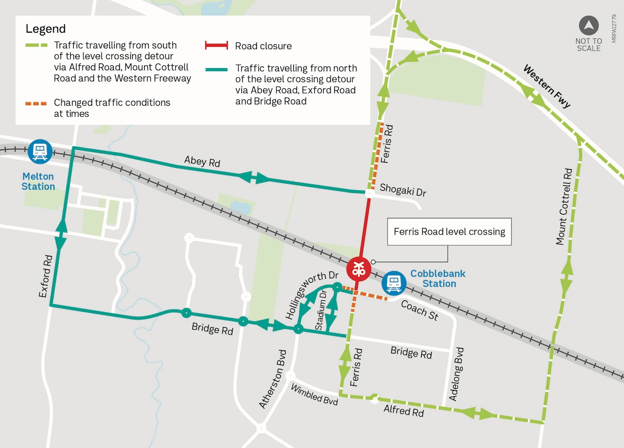 Ferris Road closure detour map