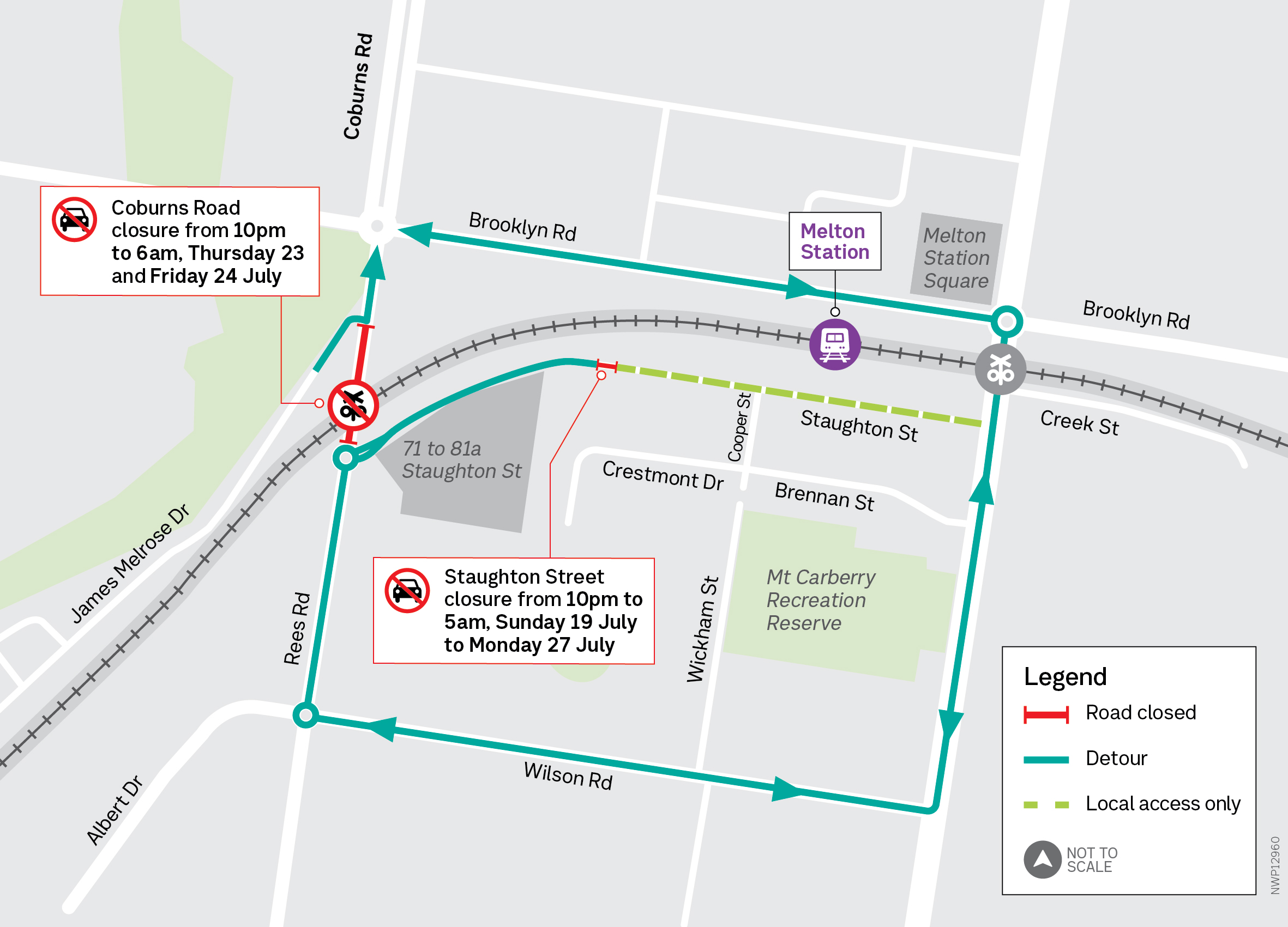 Detour map for Melton