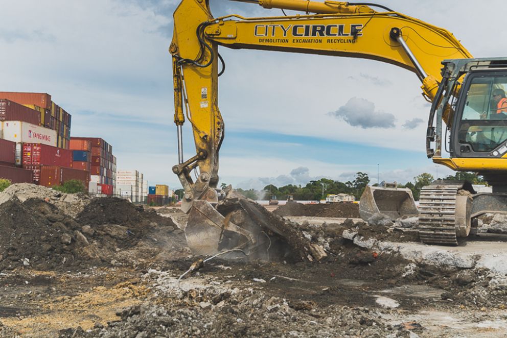 Ground preparation for the TBM Bella works site.