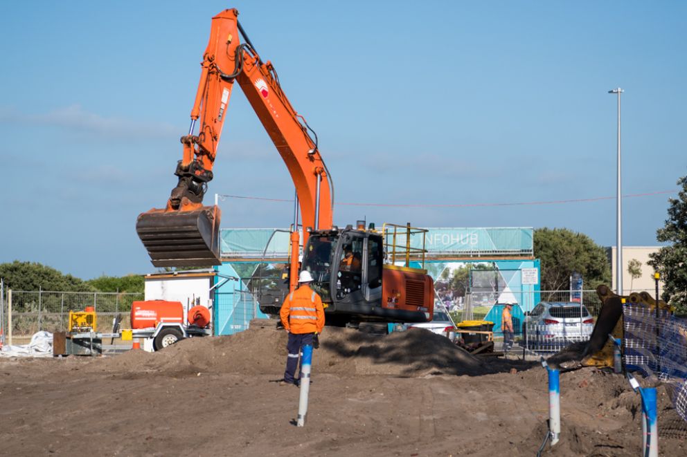 Workers at the Nepean Highway site at Carrum, where our construction site will be located