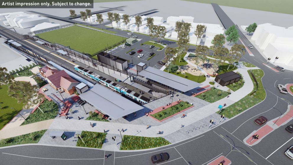 Artist impression of the aerial view of the station