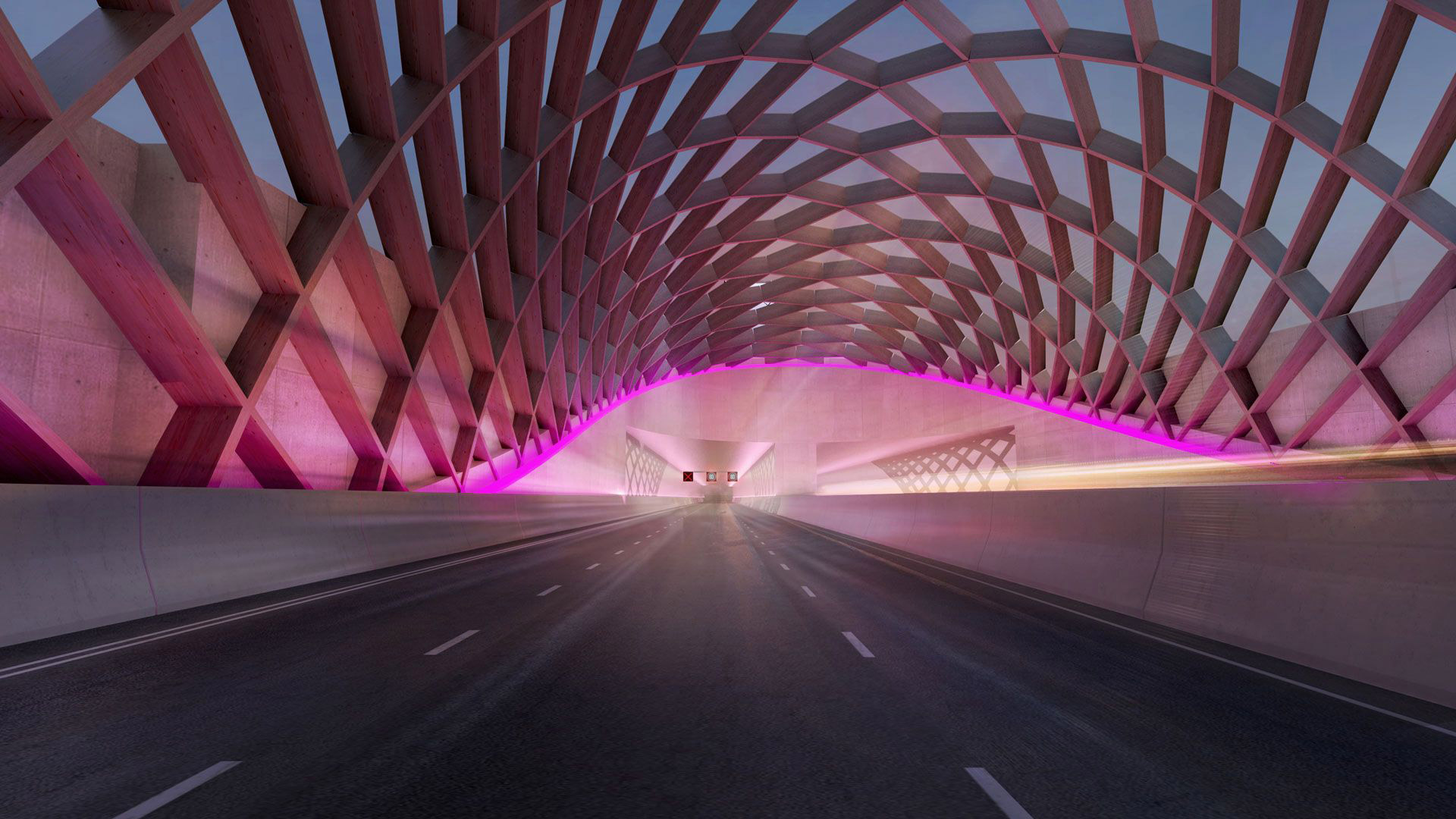 Aritists impression of the northern tunnel portal at night