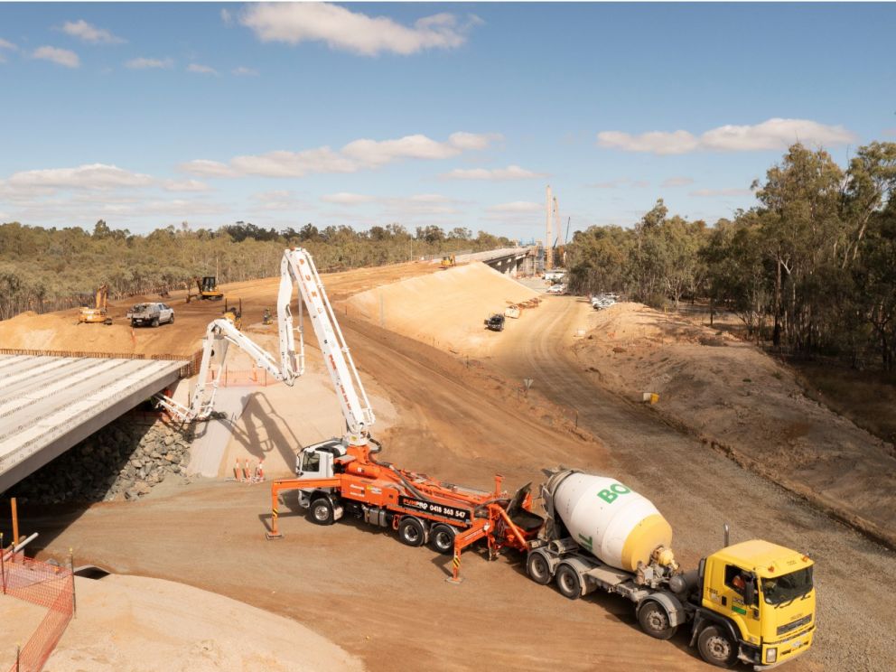 Concrete works on one of the approach spans for Stage 3 on NSW side