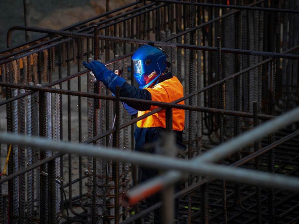 Image of a worker completing welding work