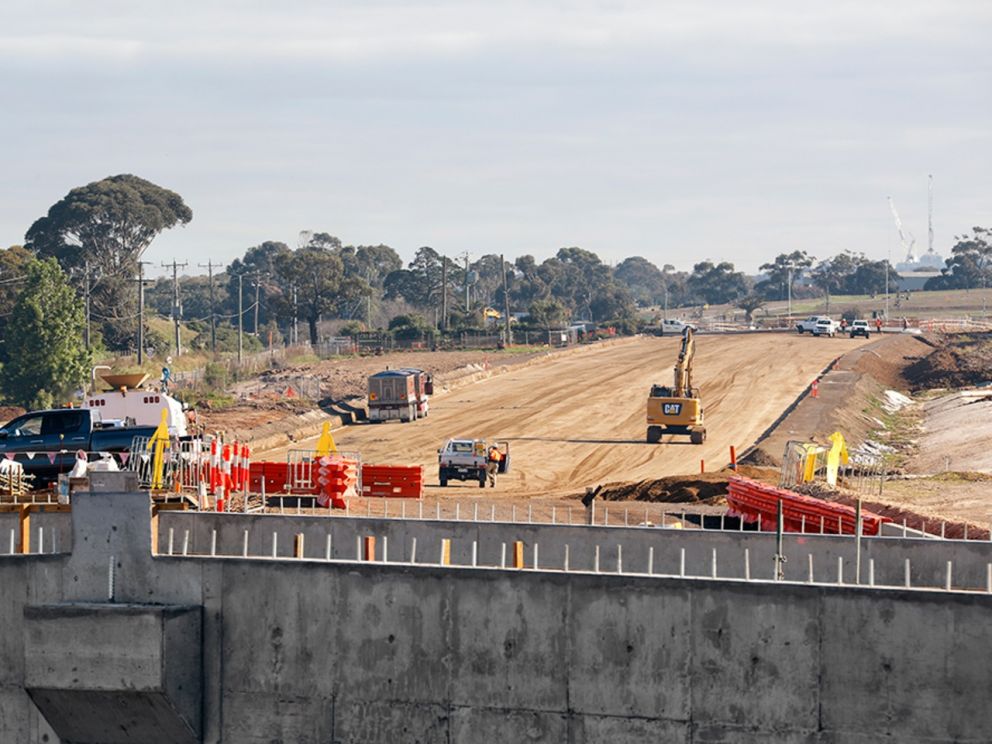 Building the foundations of the Freeway between Old Dandenong Road and the Dingley Bypass