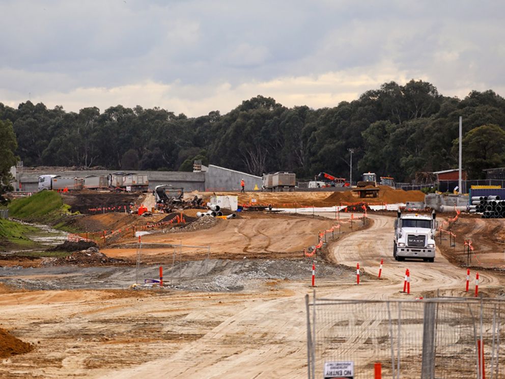 Progress on building the bridge over Governor Road - July 2020