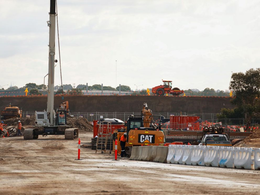 Works to build the twin bridges over the Waterways wetlands - June 2020