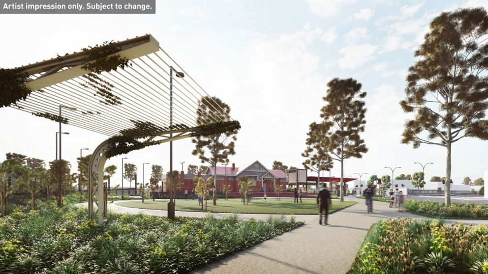 Artist impression of the new station open space.