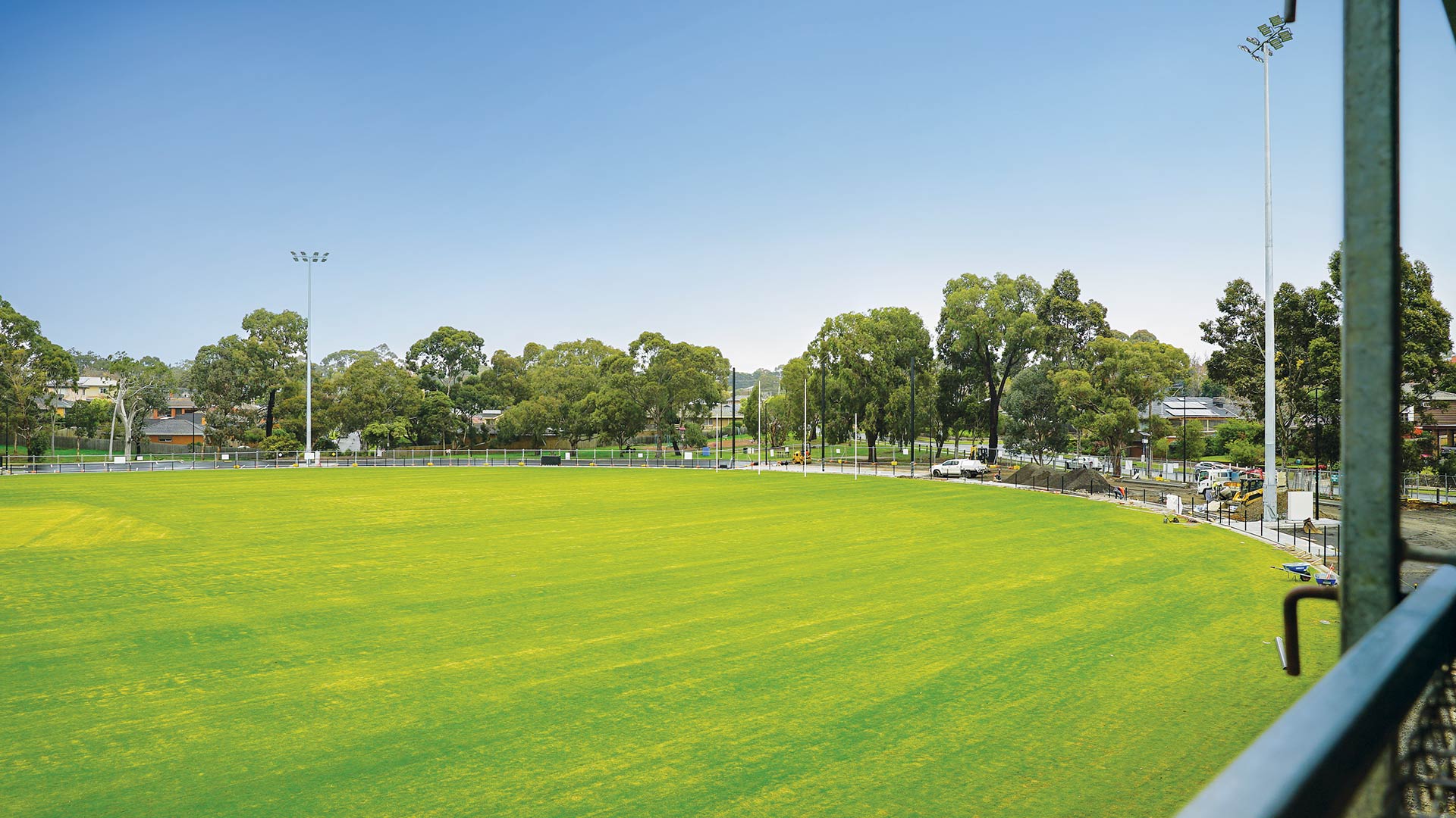 View from the pavilion overlooking works of the new reconstructed oval at Binnak Park.