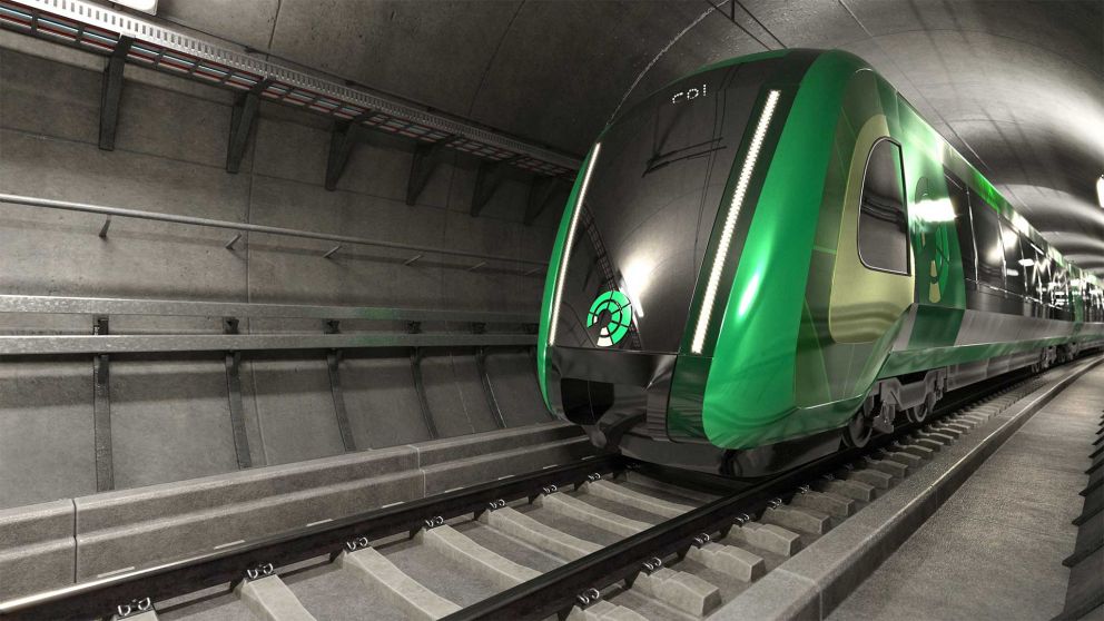 Concept design: SRL train travelling through tunnel