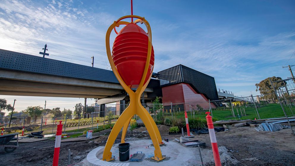Public artwork installed at the new Moreland station open space