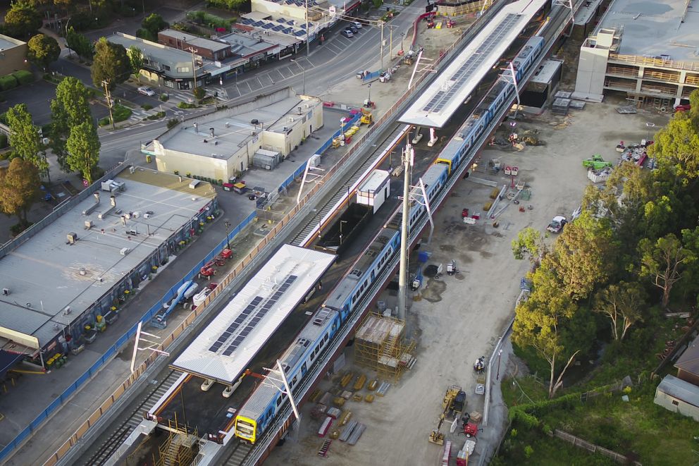 An aerial view of the new Mooroolbark Station.