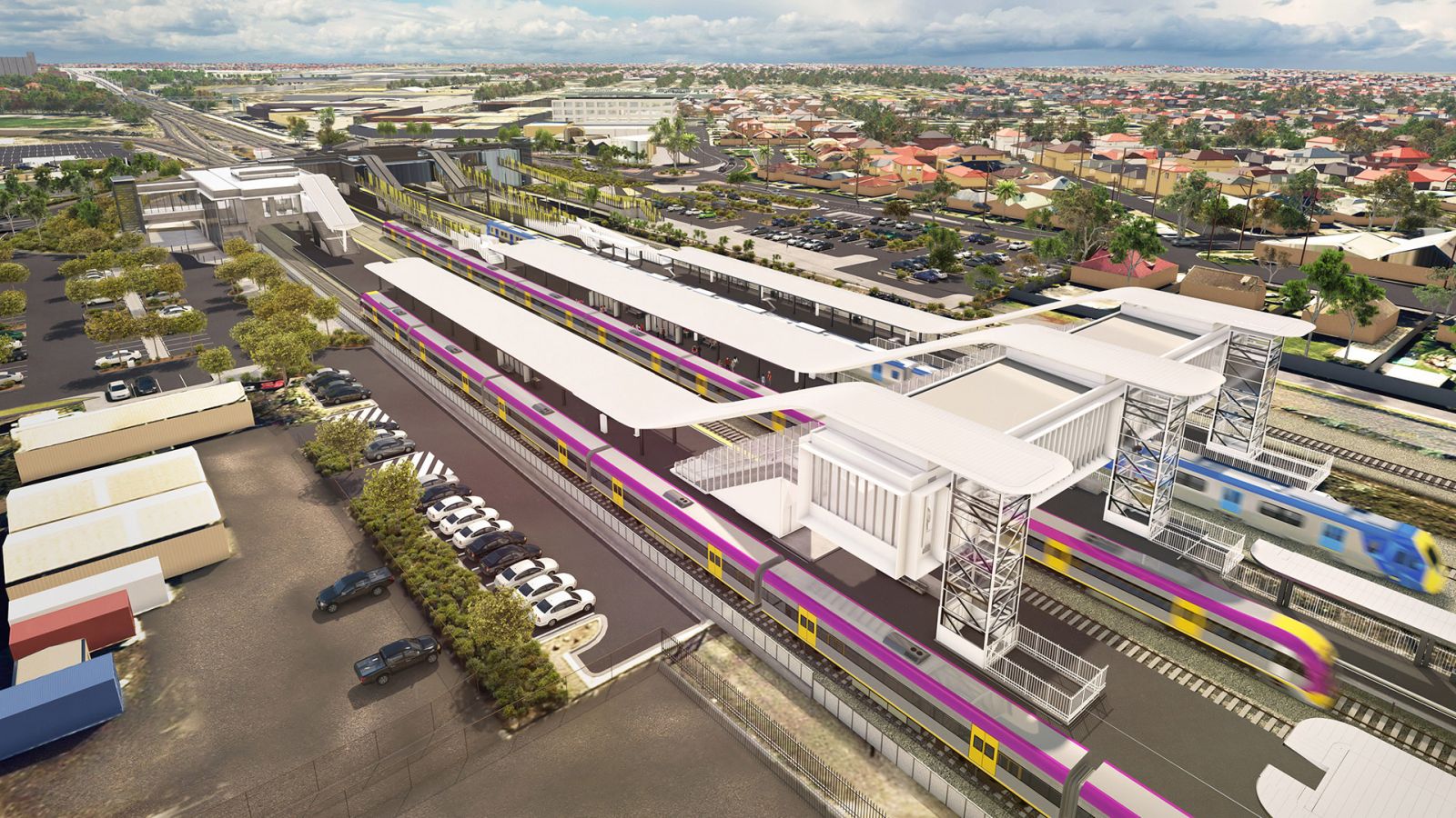 New regional platform at Sunshine Station, image also shows additional upgrades to the station to be delivered as part of Melbourne Airport Rail