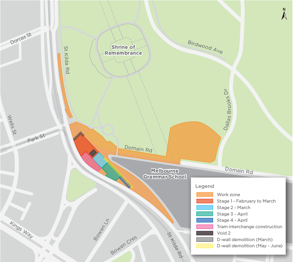 Map of traffic changes in the Domain Precinct