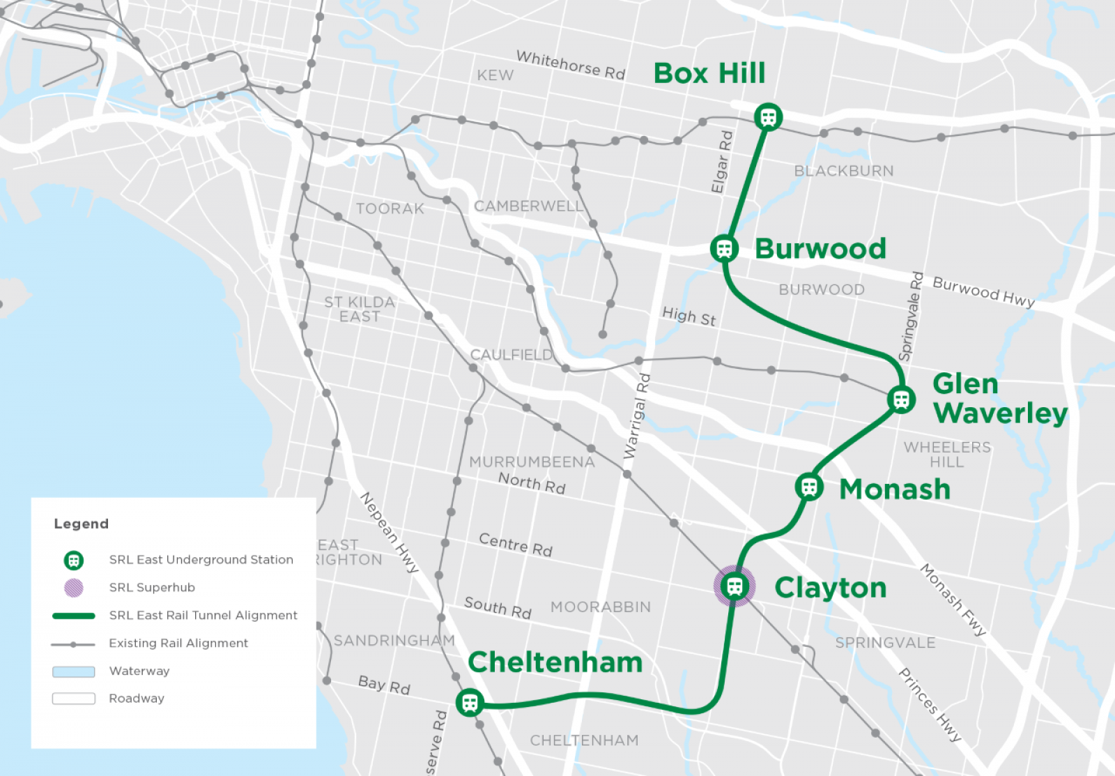 Map: Suburban Rail Loop of SRL East