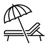 Outline of a lounge chair and umbrella