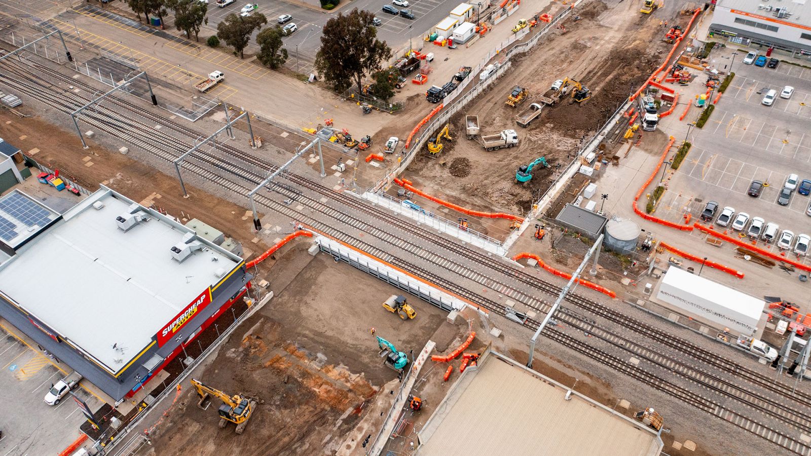 View of the Gap Road underpass excavation under construction