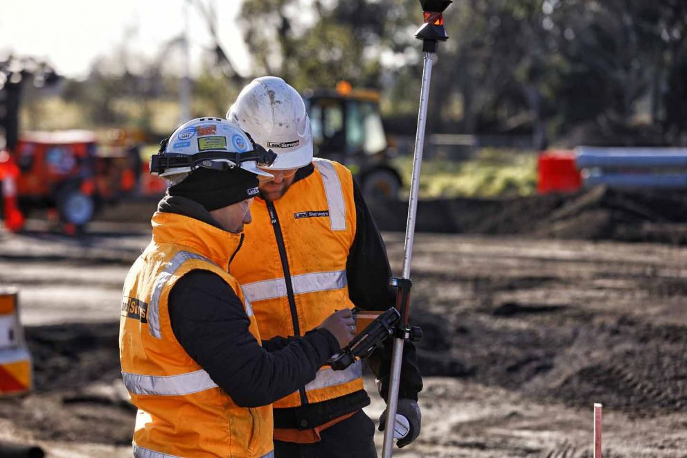 Site surveyors at work, setting out works areas