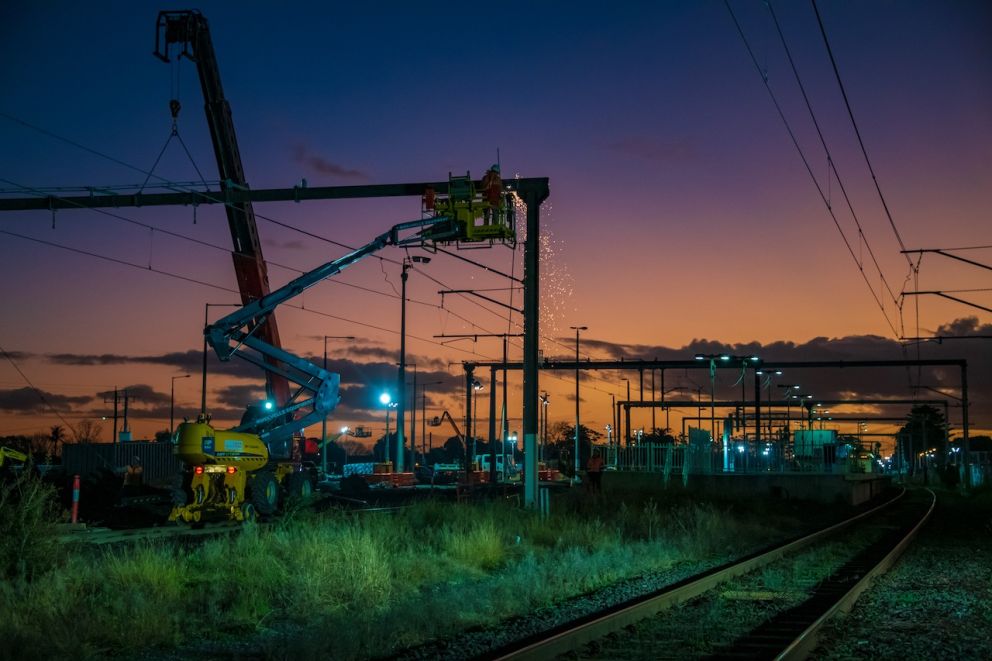 Night works on the tracks at Pakenham