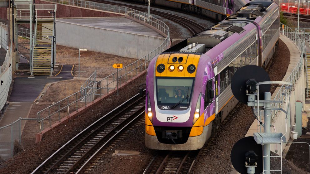 VLocity train leaving Melbourne