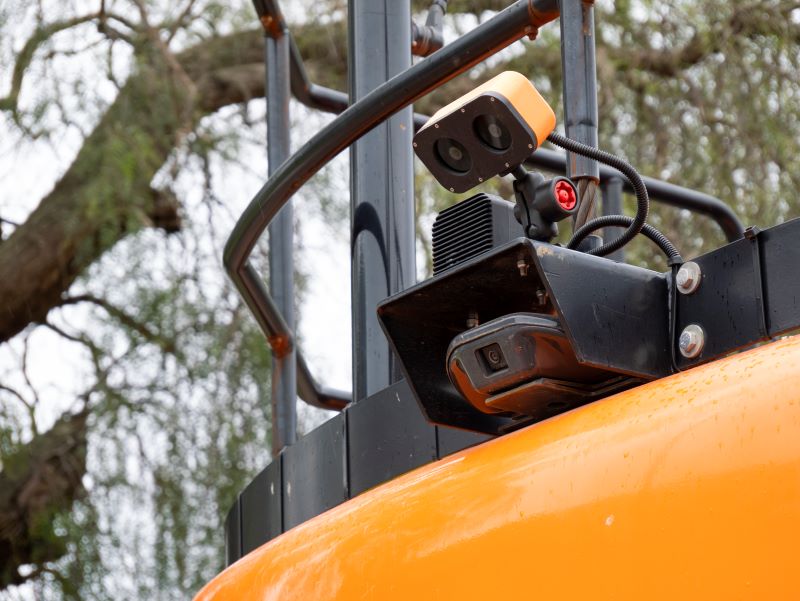 Blind sight technology installed on the back of machinery