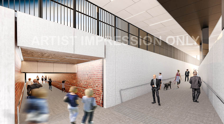 Artist impression of station underpass