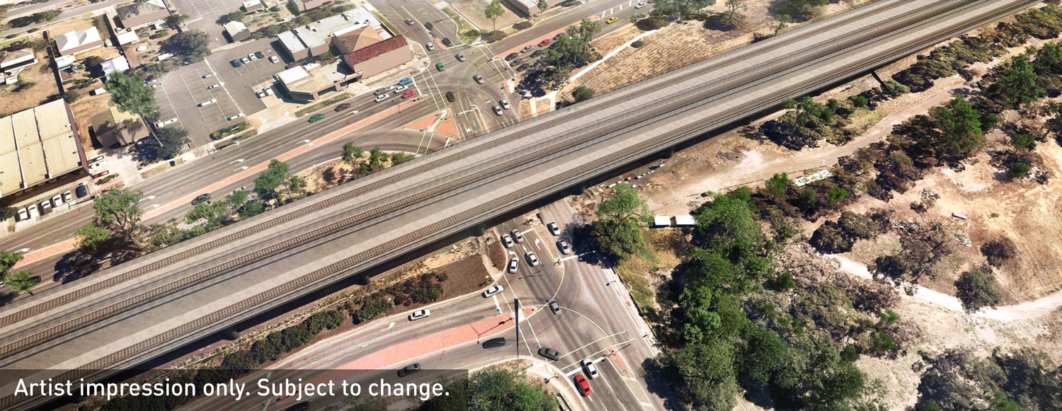 Design A: a rail bridge over Werribee Street is the preferred design.