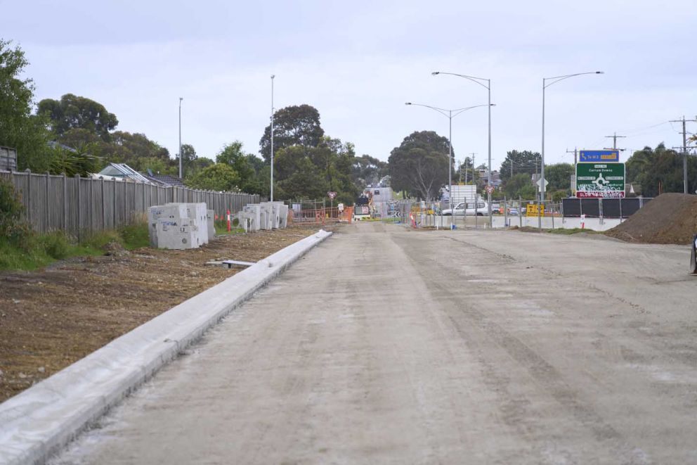 Behind the barriers on Hall Road between Edinburgh Drive and McCormicks Road