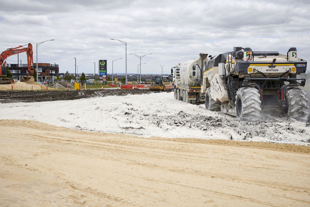 Lime and cement techniques used to improve stability and build longer lasting roads