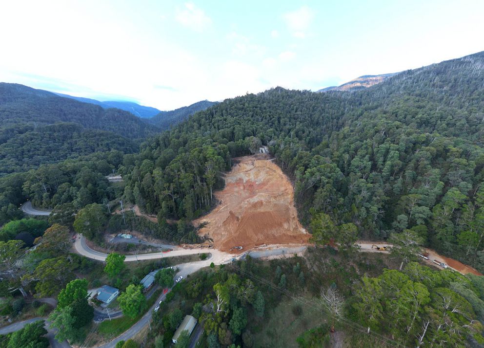 A birds eye view of the landslip 14 February