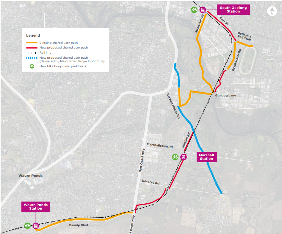 Map of shared walking and cycling paths. 