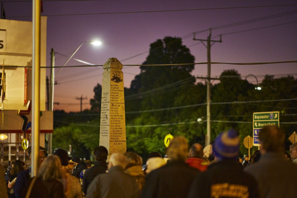Anzac Day crowd at the Croydon War Memorial