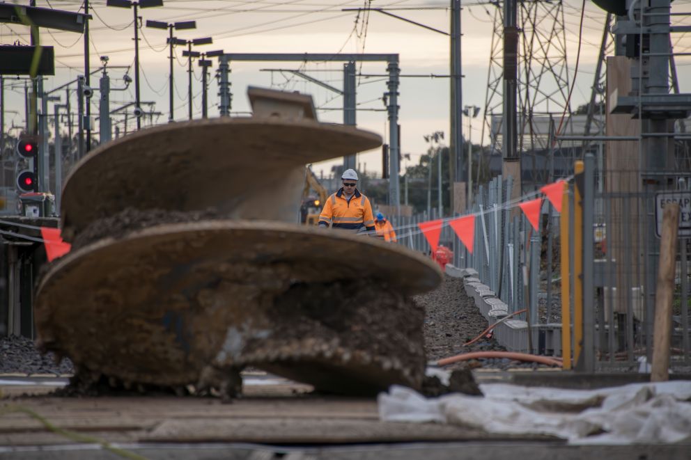 Workers on site at Keon Parade