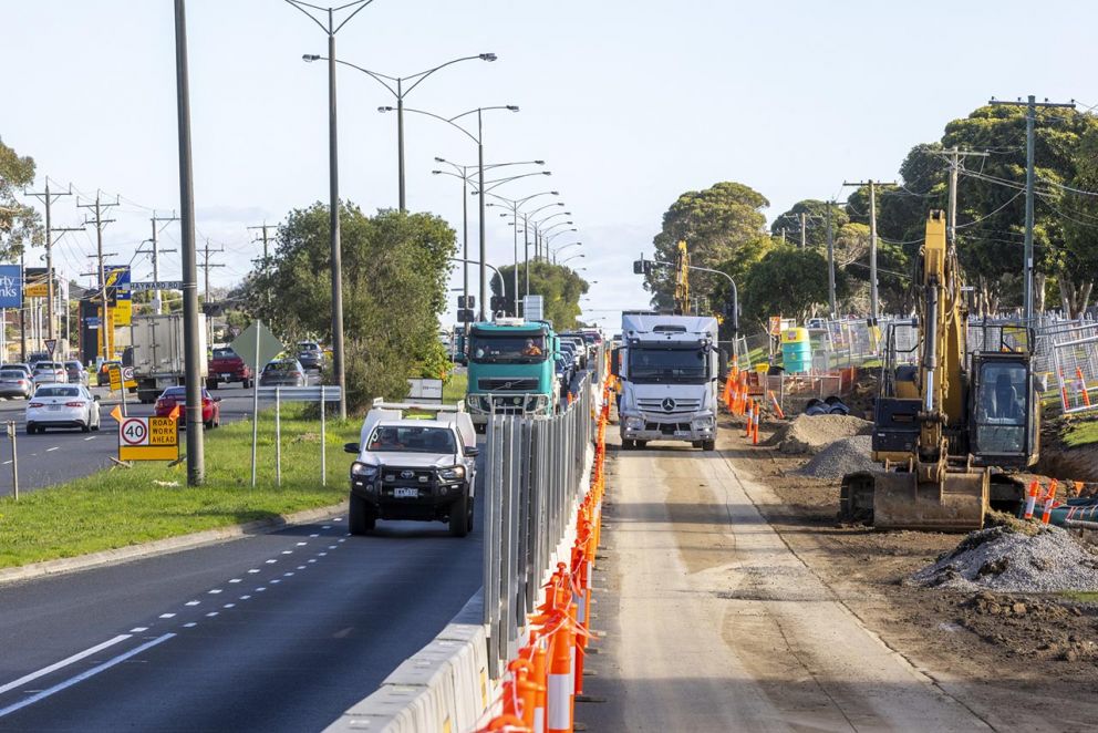 Barriers are in place to keep road users and workers safe while construction is underway.