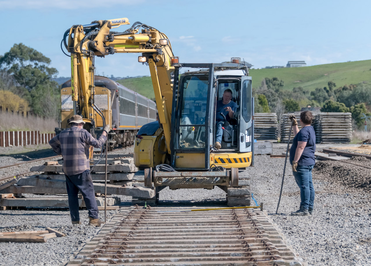 Volunteers work on the tracks at Tarrawarra