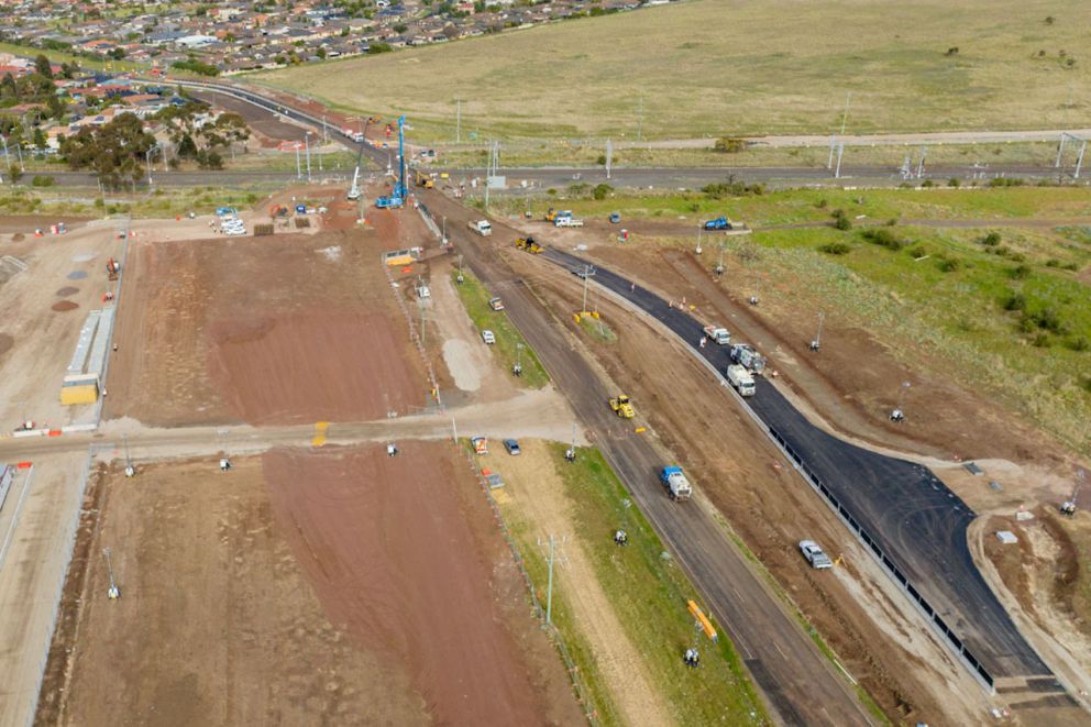 Calder Park Drive work site aerial view