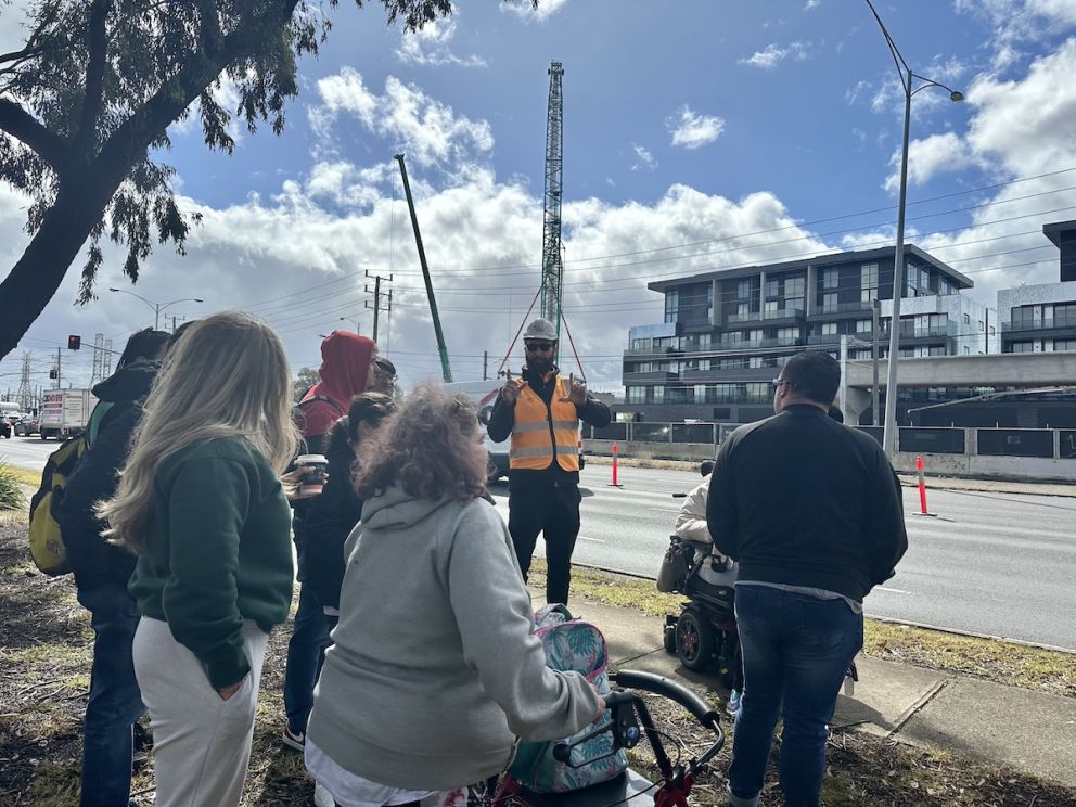 Participants had the unique opportunity to meet with engineers overseeing the building of rail bridge