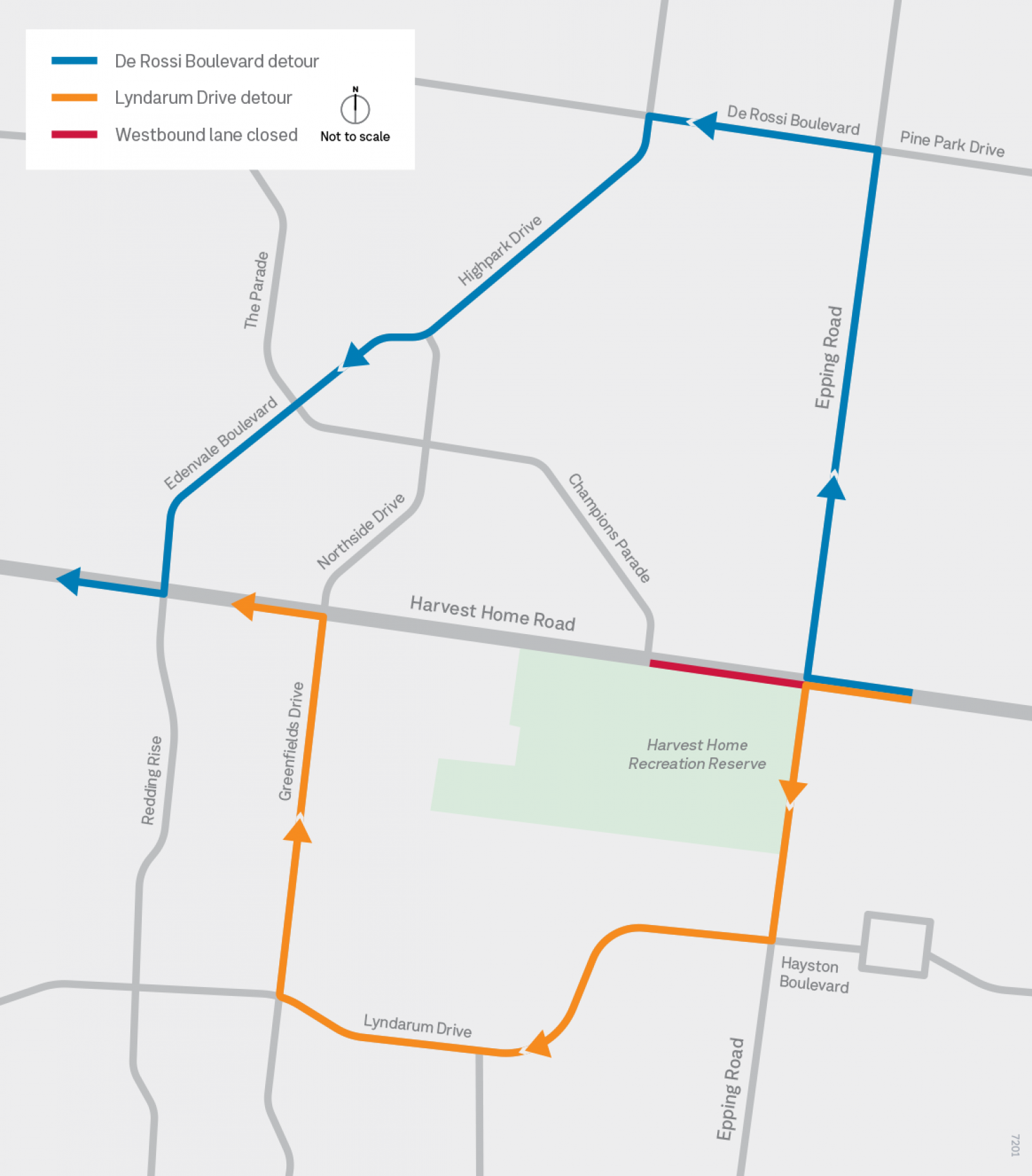 Harvest Home Rd Westbound Closure Map