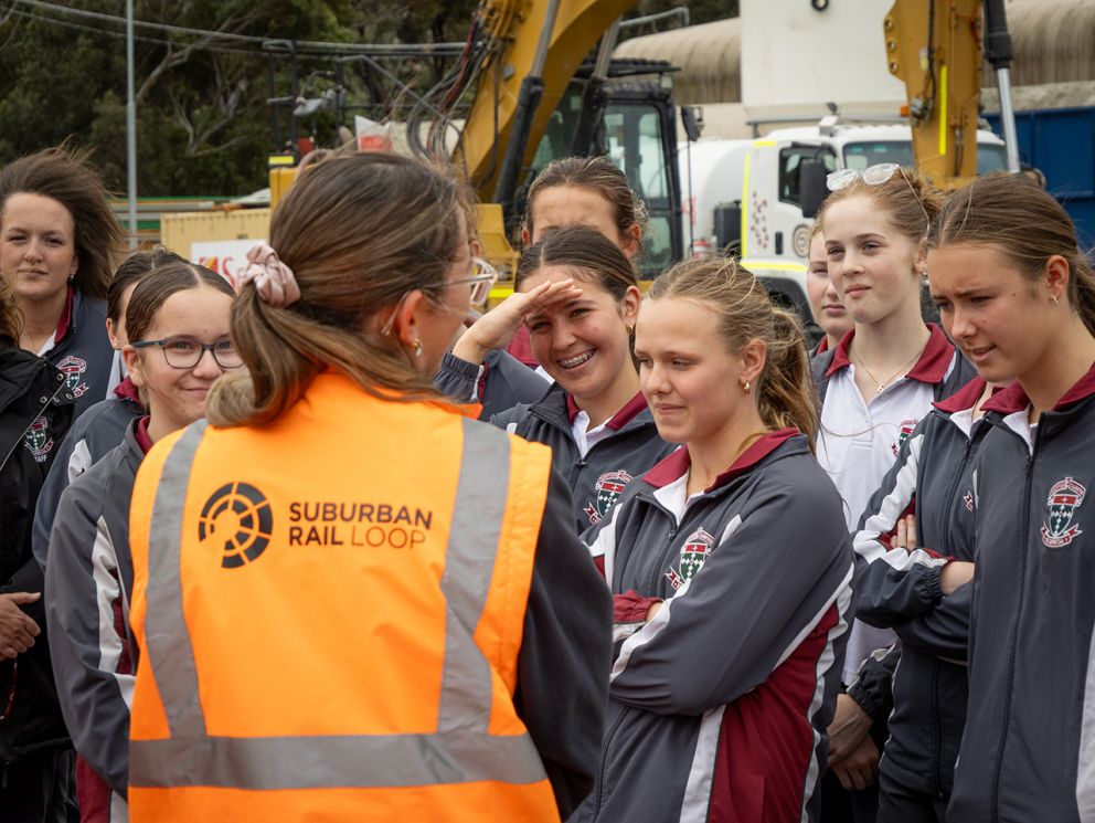 Kilbreda College students listening to a SRL staff member on site.