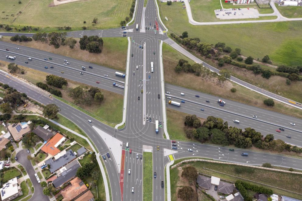 Artist impression of the upgraded Clyde Road over the Princes Freeway