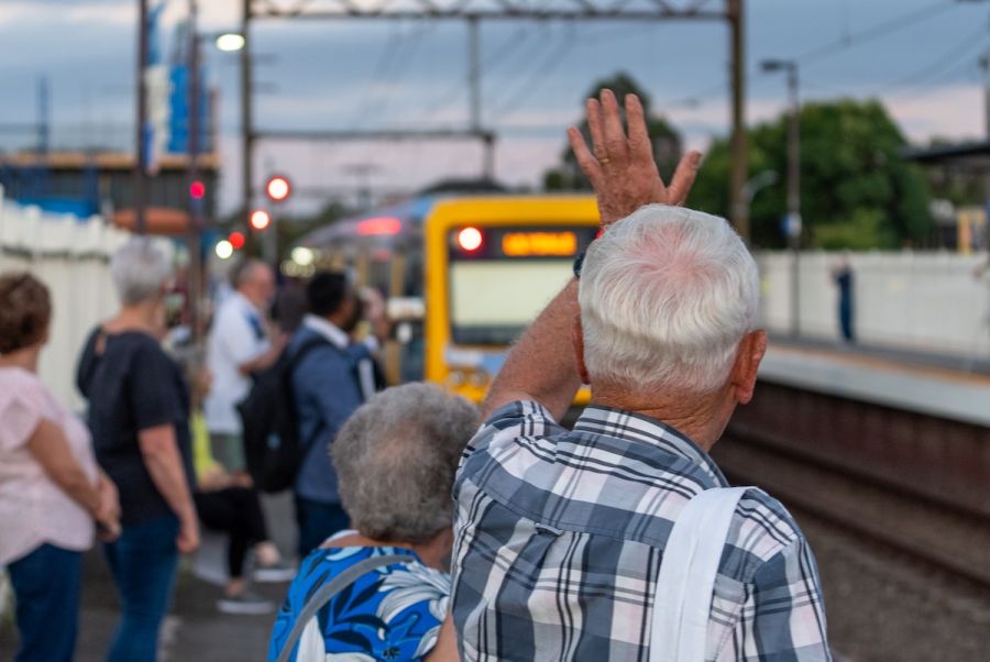 Waving goodbye to the last train out of the old Croydon Station