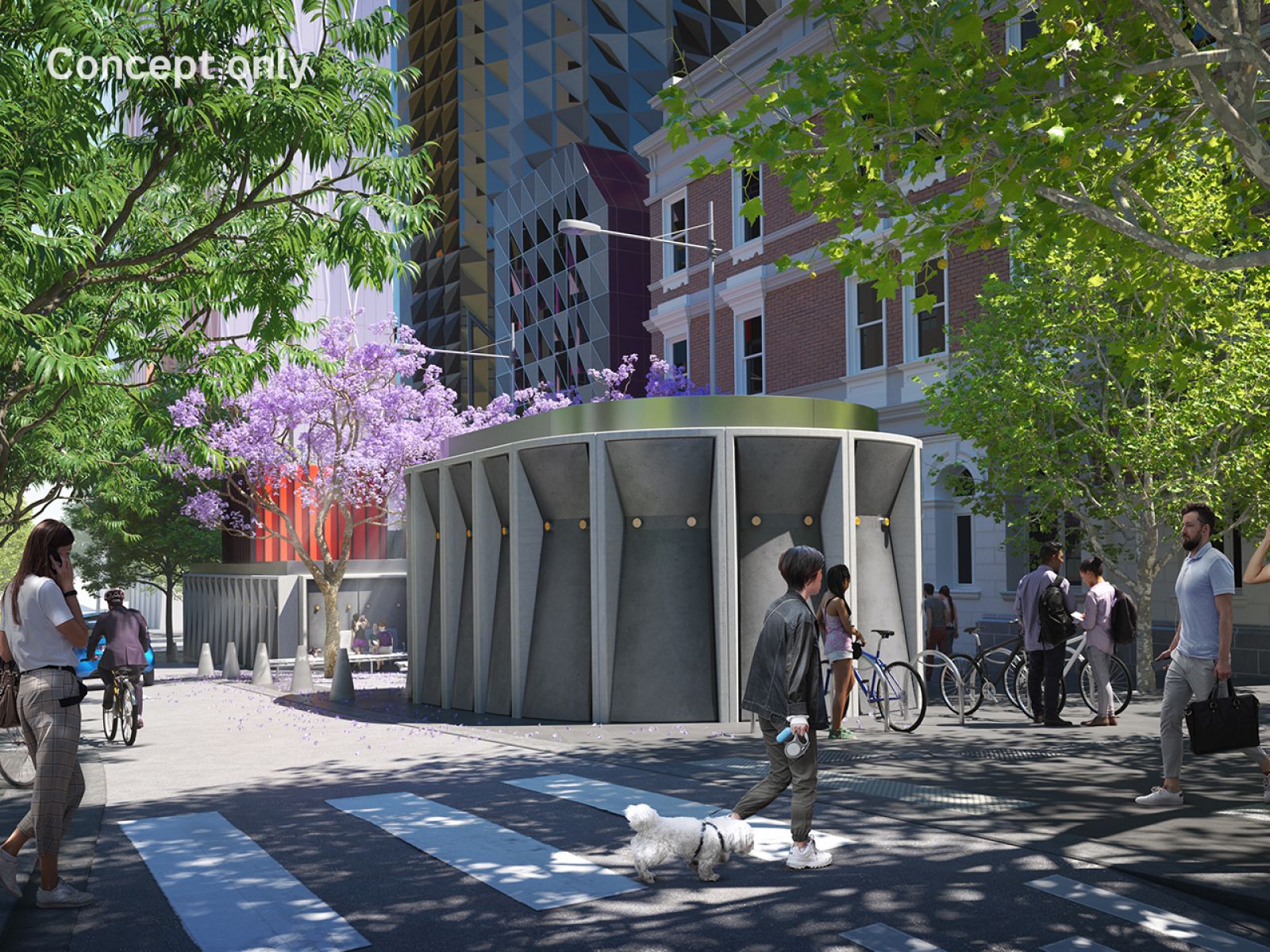 Render image of station services buildings on A-Beckett Street