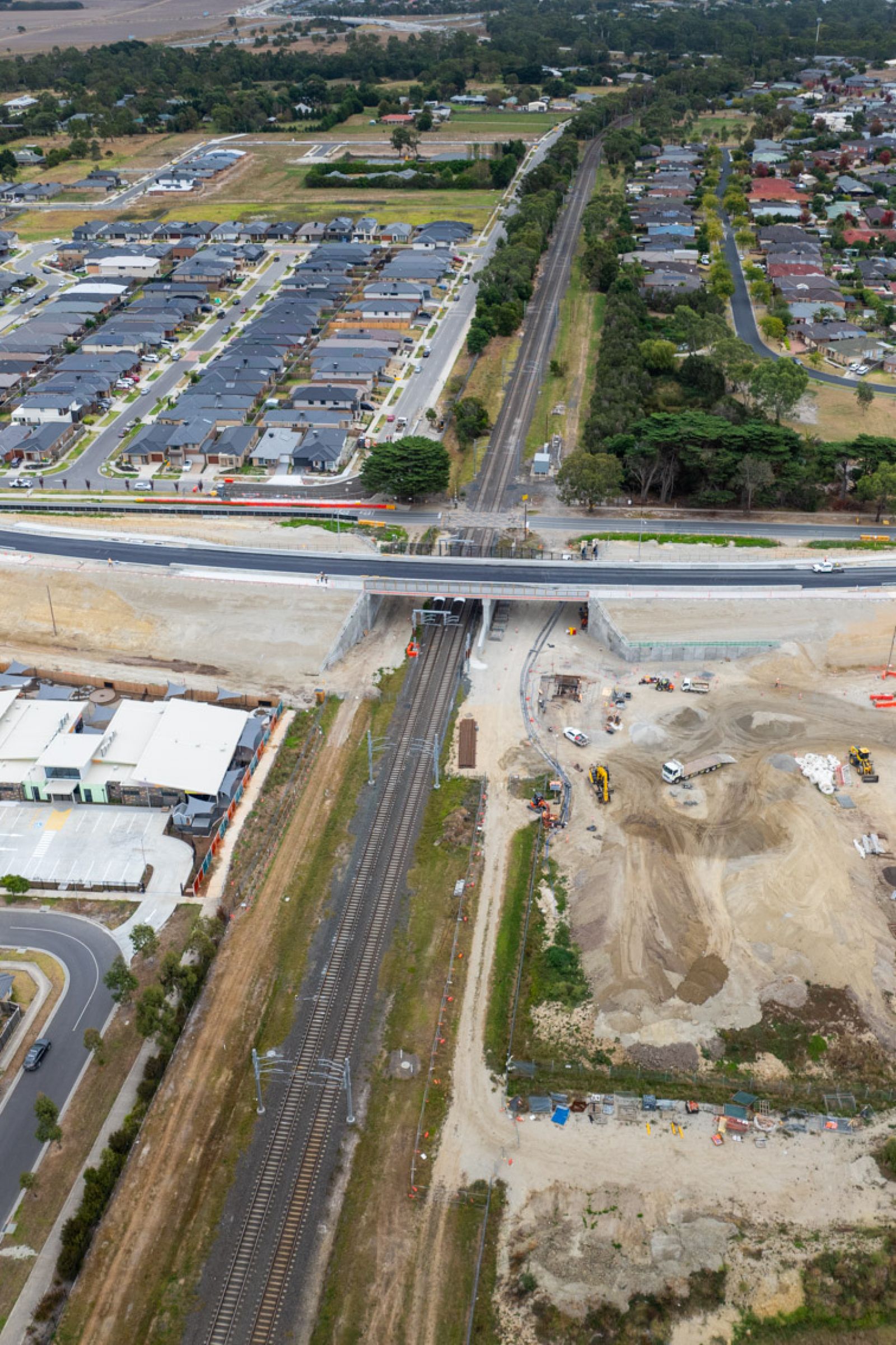 Aerial view of the new Brunt Road bridge