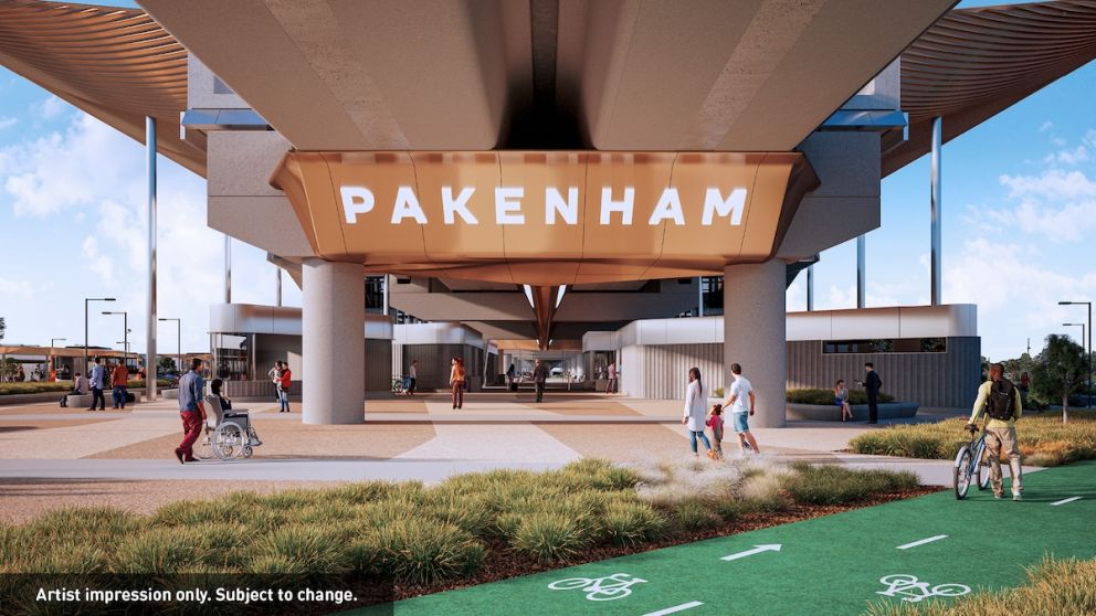 Render of the new Pakenham Station